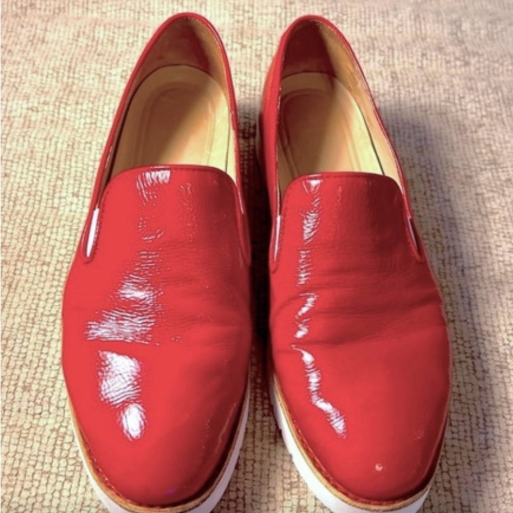 Johnston & Murphy Penelope Women's Red Crinkle Patent Leather Loafers Size 7.5